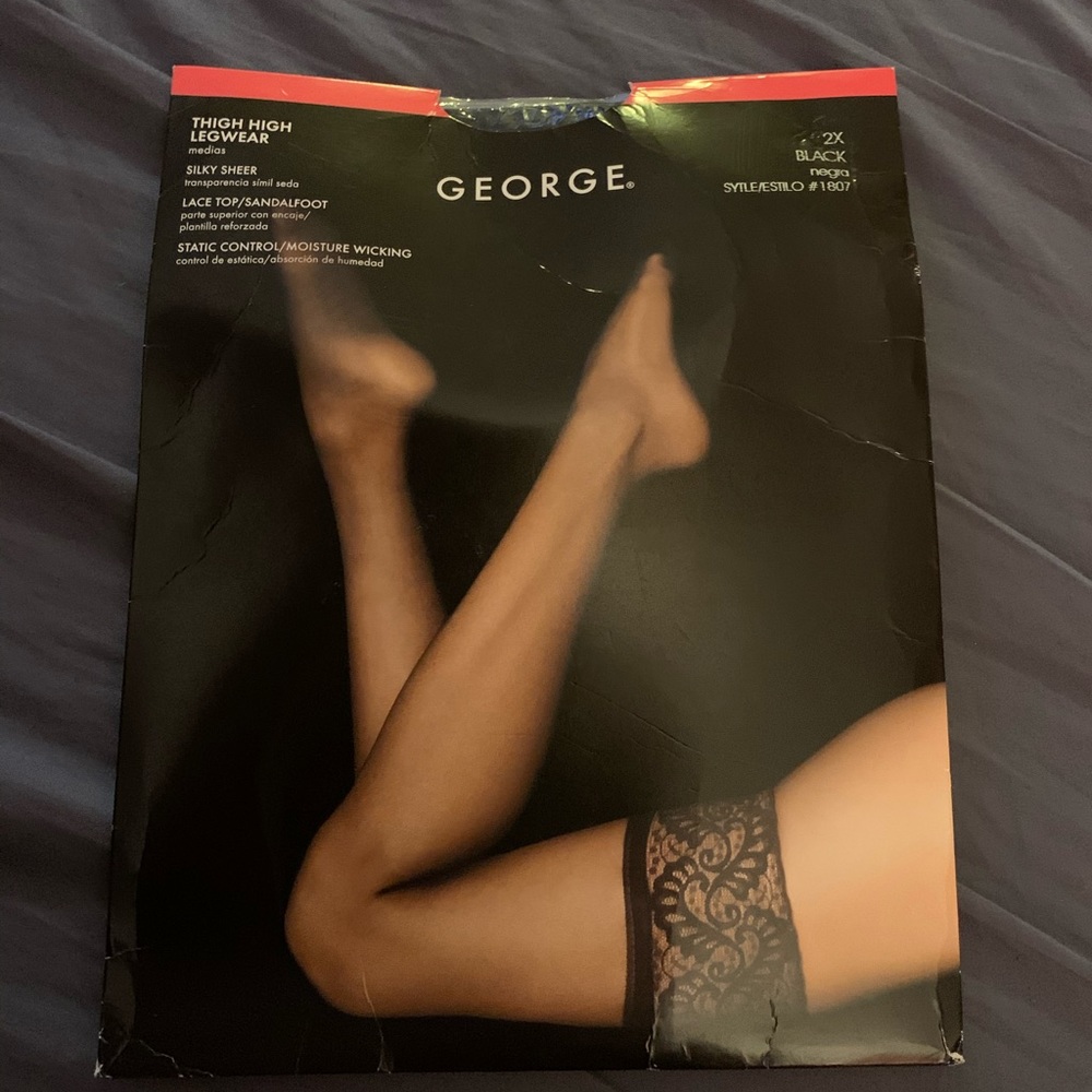 BNIB black sheer thigh highs lace top size 2X